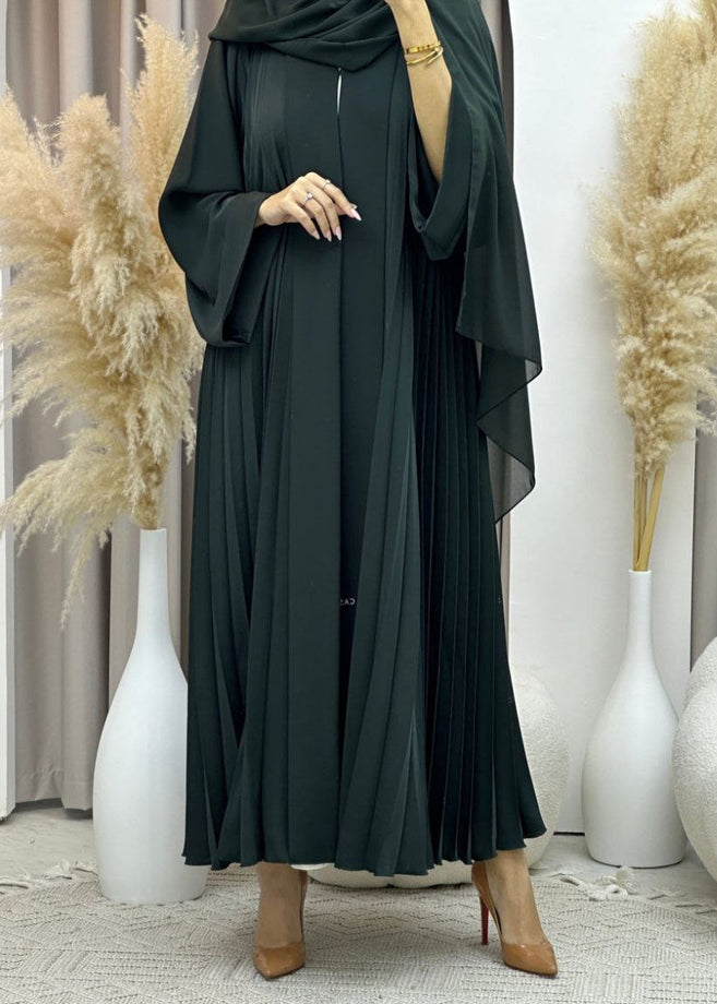 LIYANA FULLY CLOSED ABAYA | BOTTLE GREEN