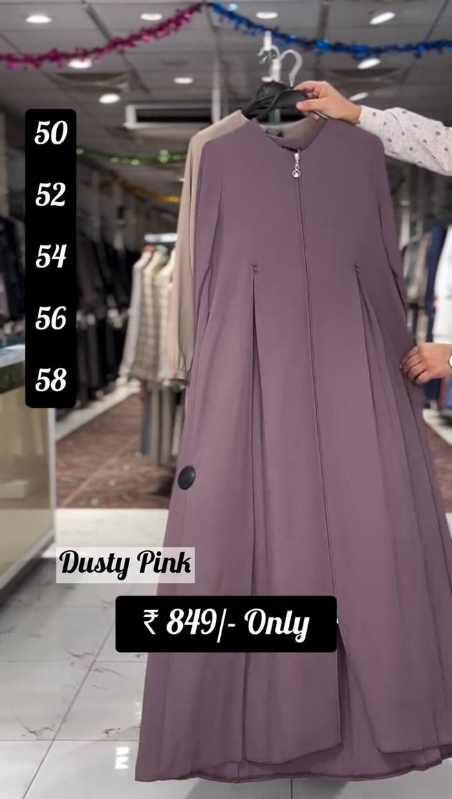 KULSUM FRONT OPEN ABAYA | DUSTY PINK