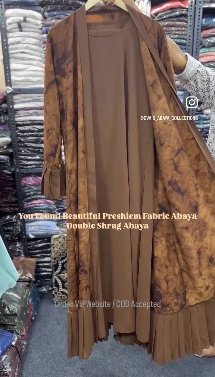 Yusra Preshiem Double Shrug Abaya GOLDEN ( Limited Stock )