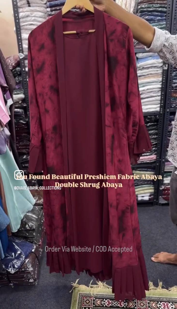 Yusra Preshiem Double Shrug Abaya RED ( Limited Stock )