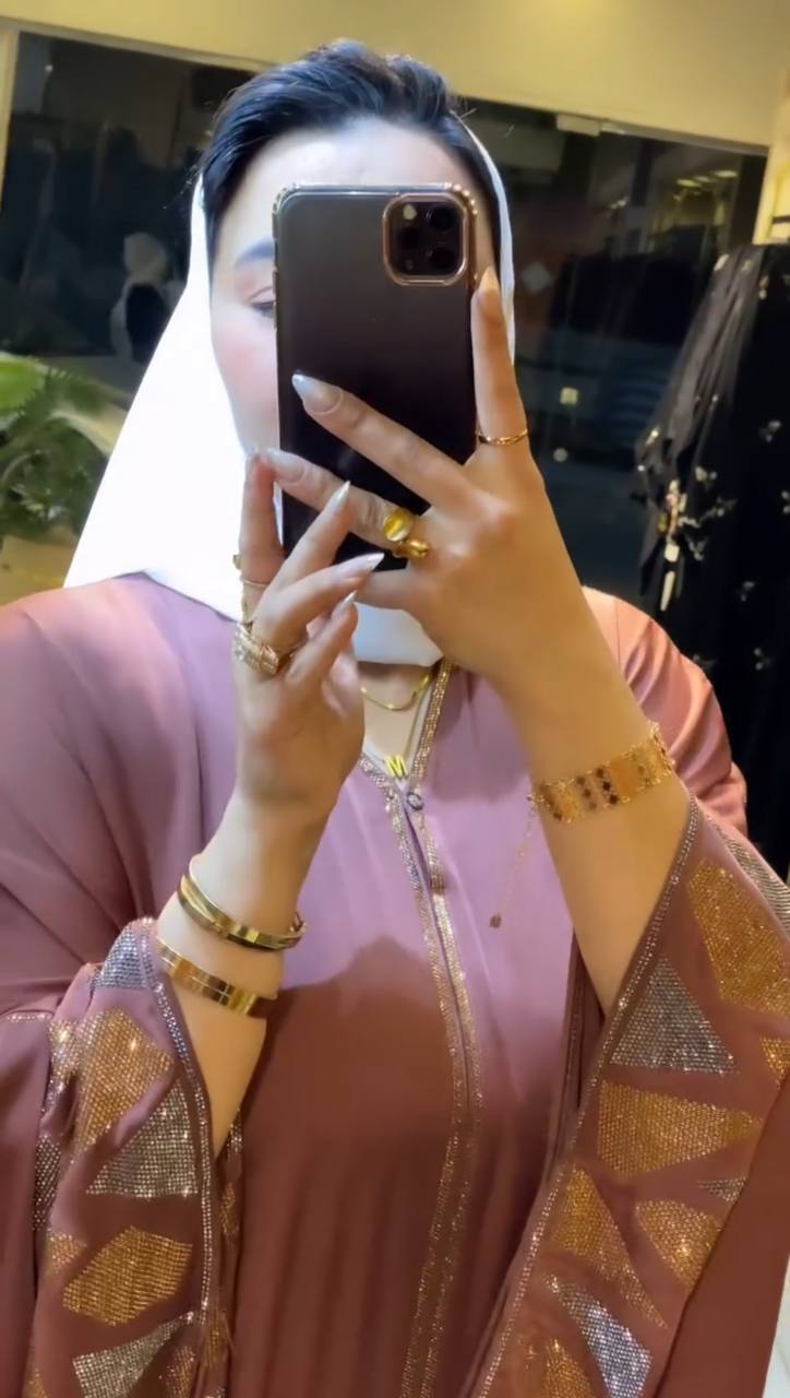 REEM STONE WORK ABAYA | PINK