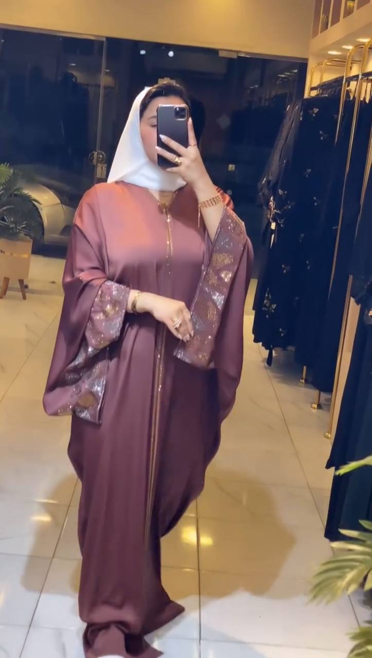 REEM STONE WORK ABAYA | PINK