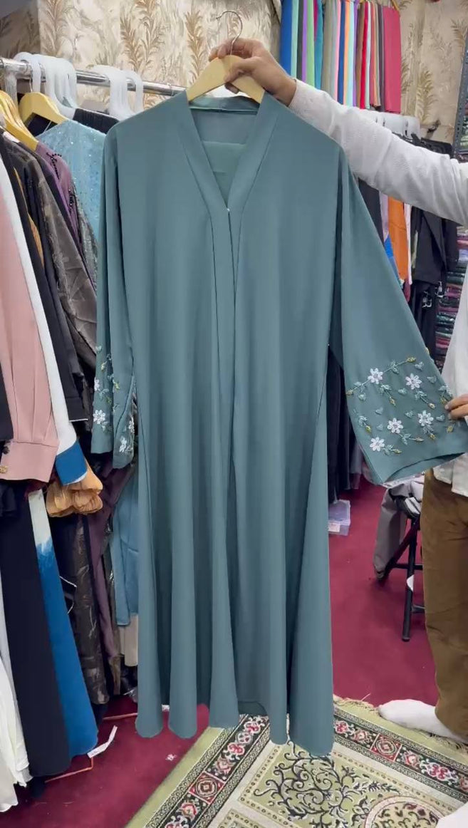 AL-KOUSAR HANDWORK ABAYA | SEA GREEN