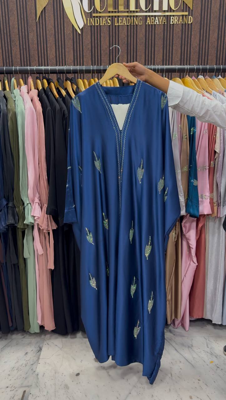 MEHVISH STONE WORK KAFTAN ABAYA | BLUE