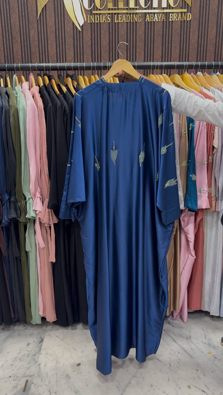 MEHVISH STONE WORK KAFTAN ABAYA | BLUE