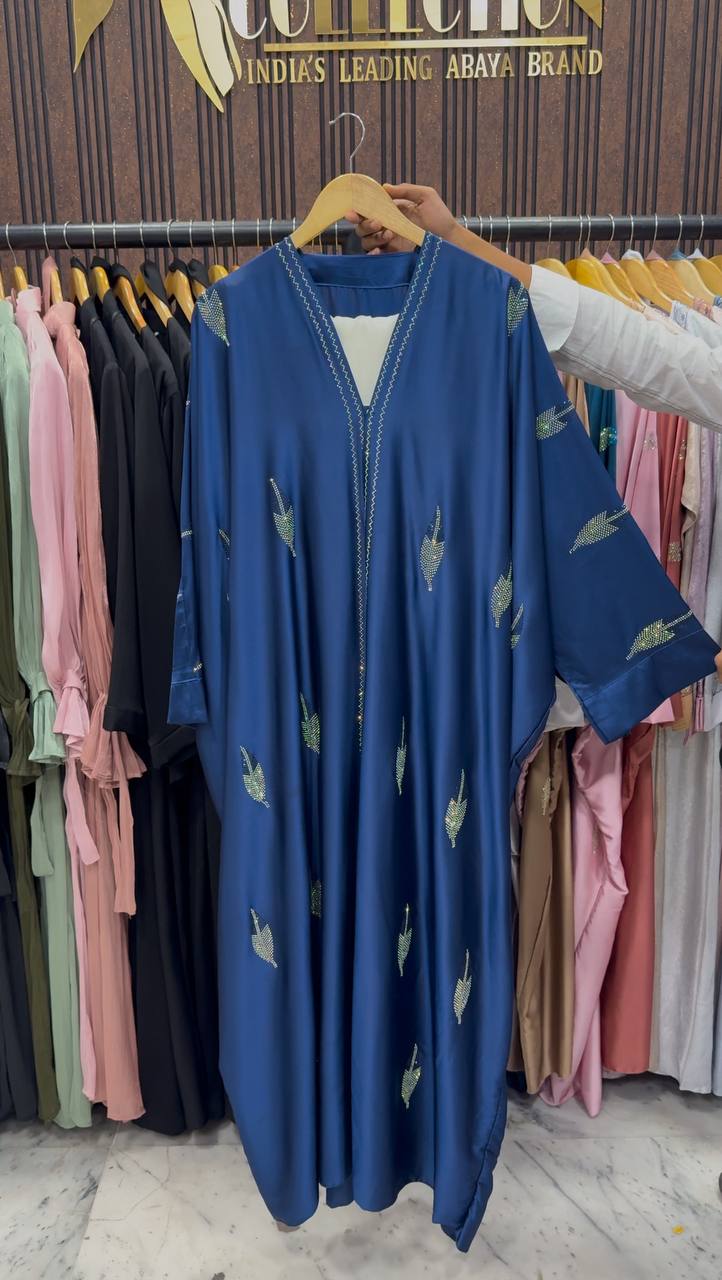 MEHVISH STONE WORK KAFTAN ABAYA | BLUE