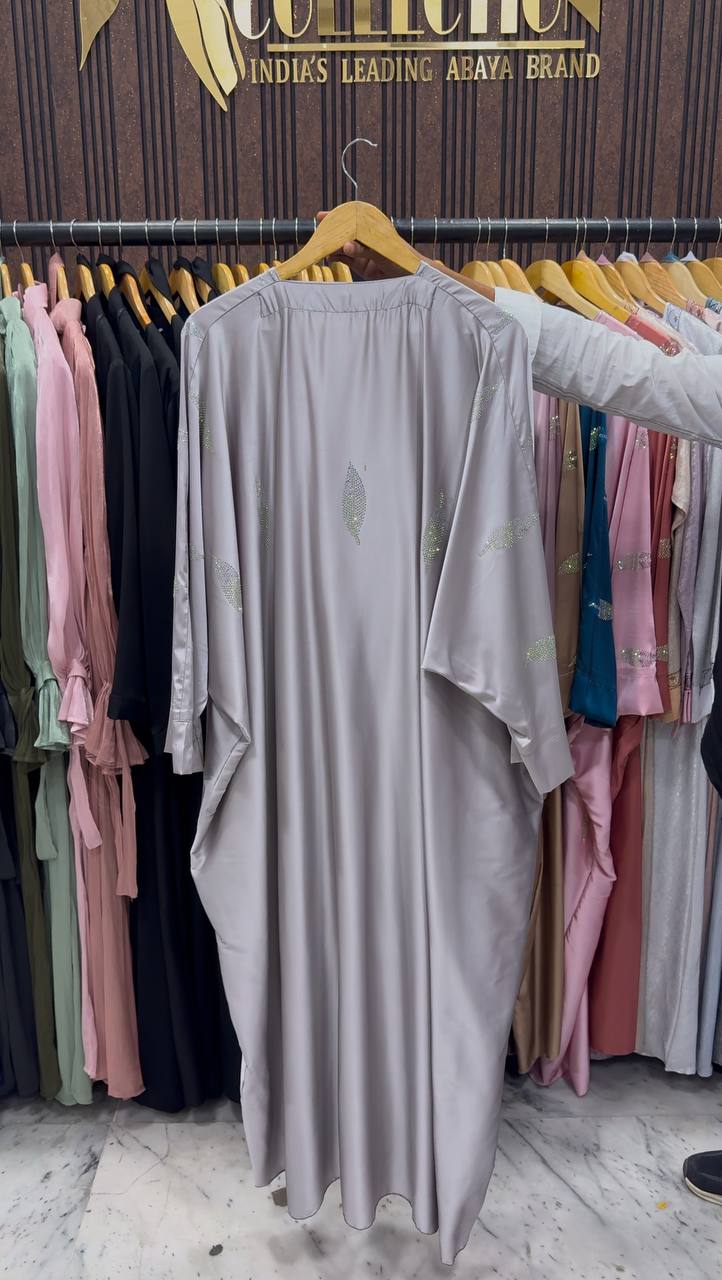 MEHVISH STONE WORK KAFTAN ABAYA | GRAY