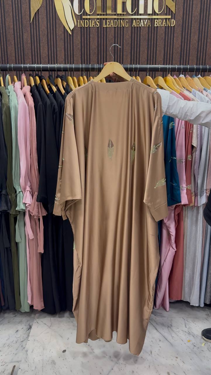 MEHVISH STONE WORK KAFTAN ABAYA | GOLDEN