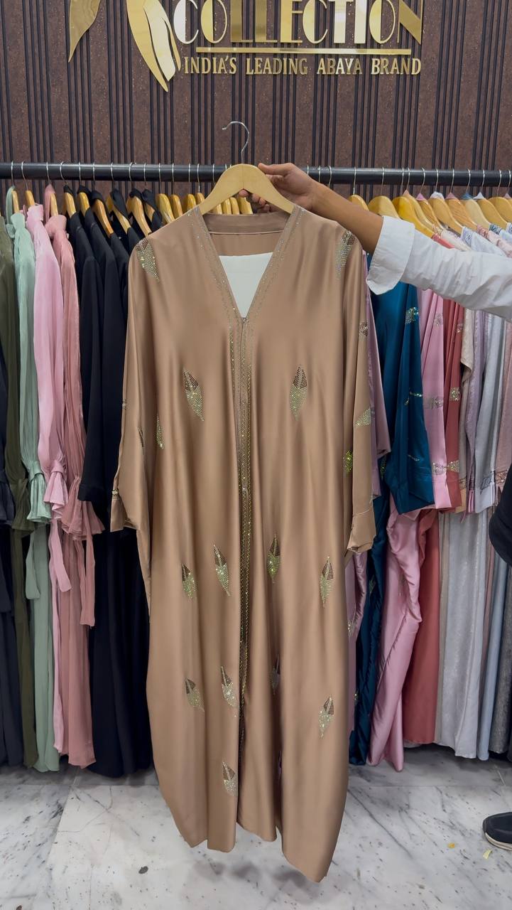 MEHVISH STONE WORK KAFTAN ABAYA | GOLDEN