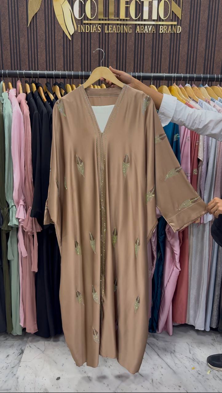 MEHVISH STONE WORK KAFTAN ABAYA | GOLDEN