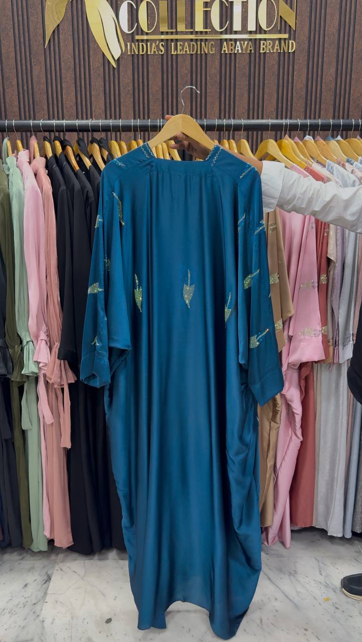 MEHVISH STONE WORK KAFTAN ABAYA | TEAL