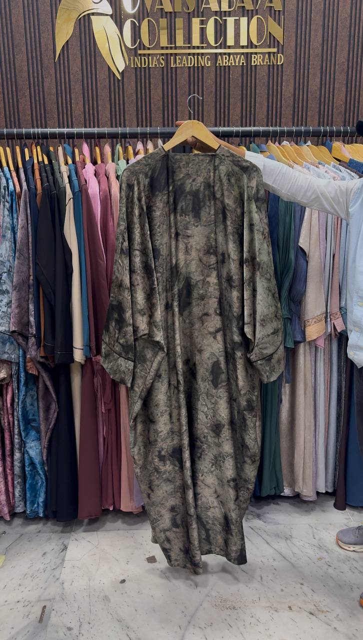 AAYMA PRINTED KAFTAN ABAYA | OLIVE