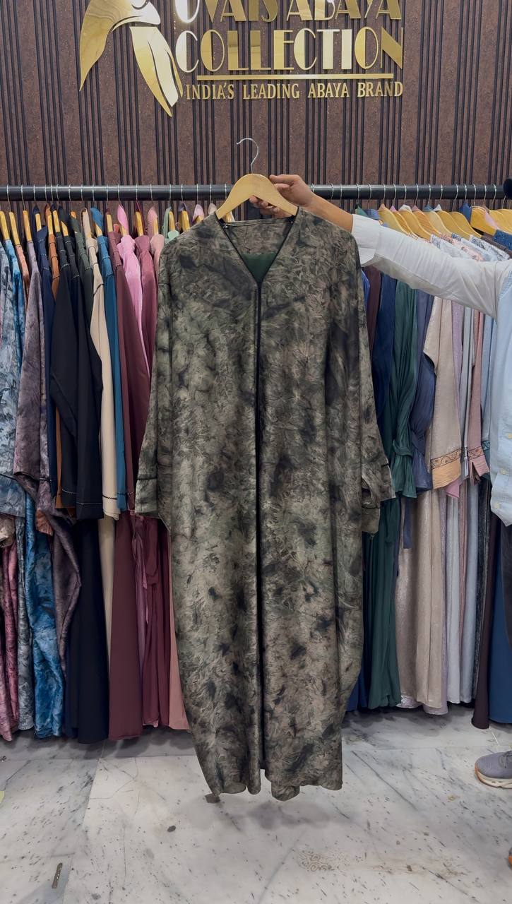 AAYMA PRINTED KAFTAN ABAYA | OLIVE
