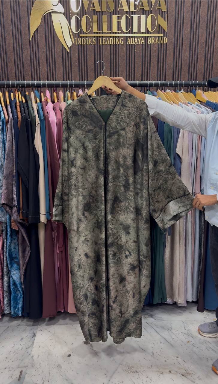 AAYMA PRINTED KAFTAN ABAYA | OLIVE