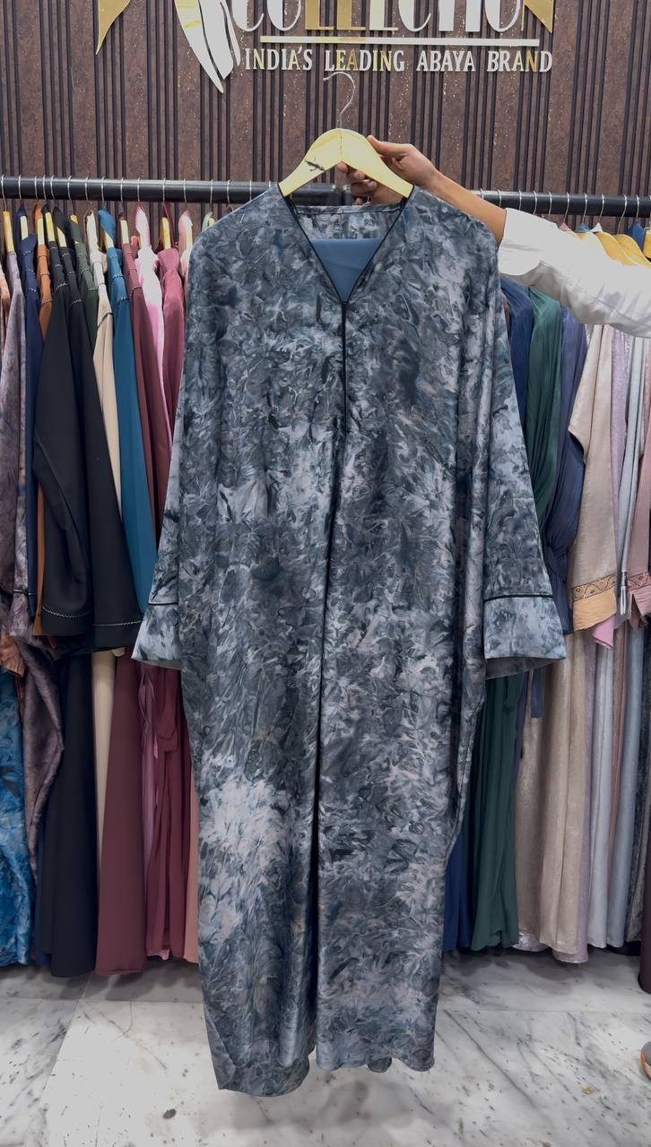 AAYMA PRINTED KAFTAN ABAYA | GRAY