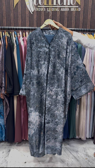 AAYMA PRINTED KAFTAN ABAYA | GRAY