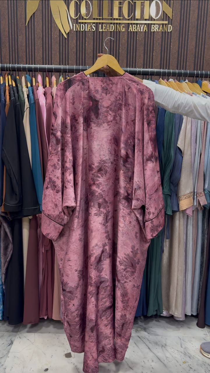 AAYMA PRINTED KAFTAN ABAYA | DARK PINK