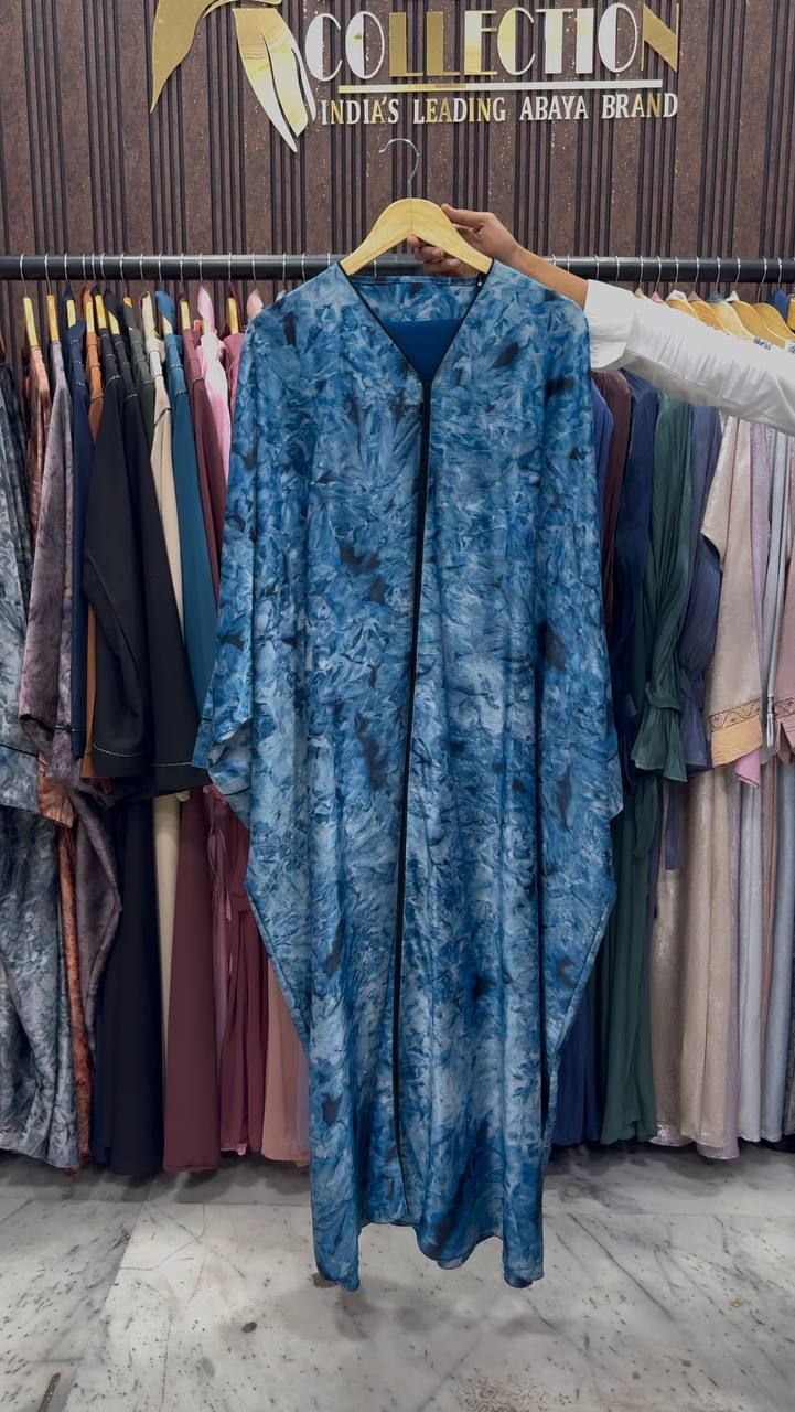 AAYMA PRINTED KAFTAN ABAYA | BLUE