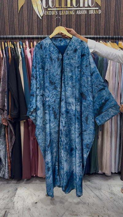 AAYMA PRINTED KAFTAN ABAYA | BLUE