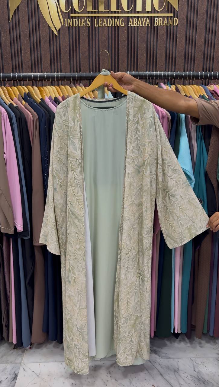 SADAF DOUBLE SHRUG ABAYA | SAND GRAY