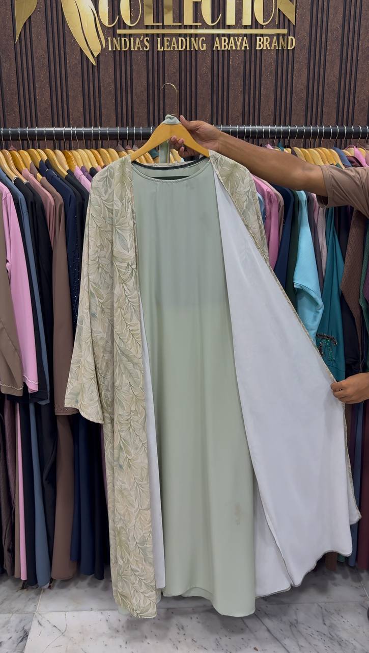 SADAF DOUBLE SHRUG ABAYA | SAND GRAY