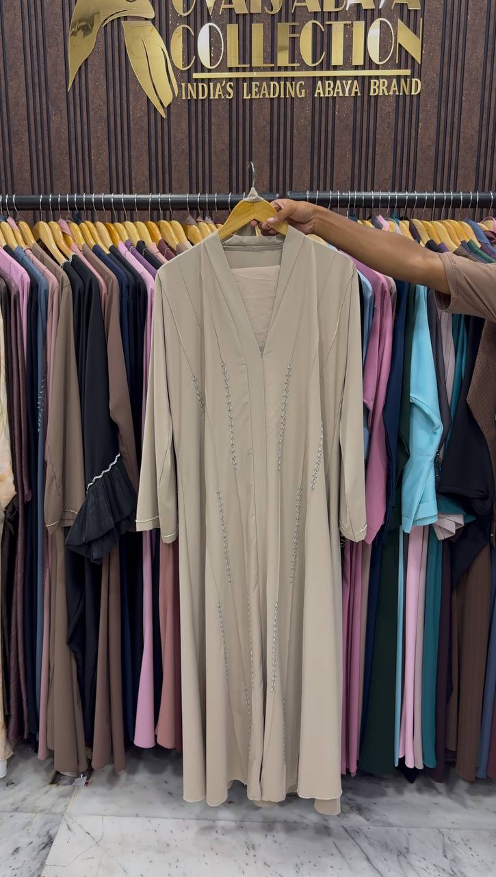 FABIHA FRONT OPEN ABAYA | NUDE