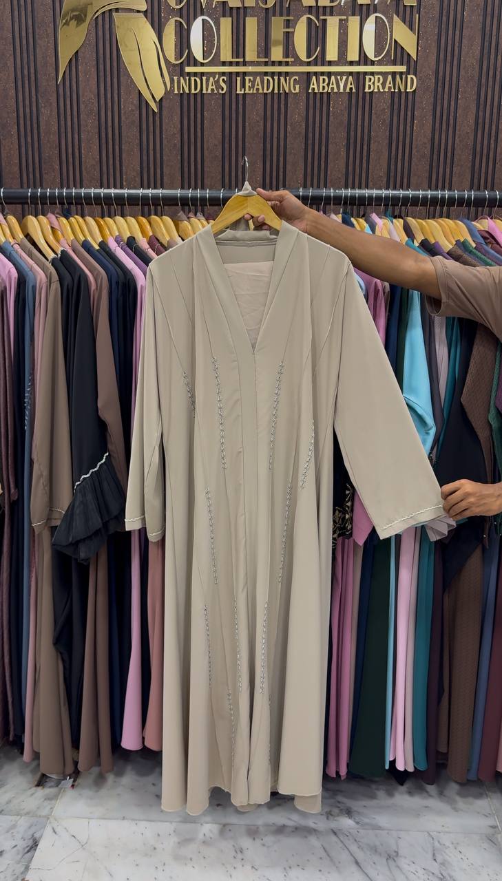 FABIHA FRONT OPEN ABAYA | NUDE