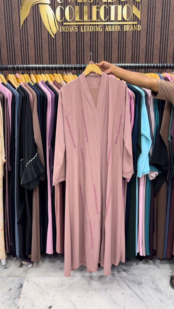 FABIHA FRONT OPEN ABAYA | PEACH