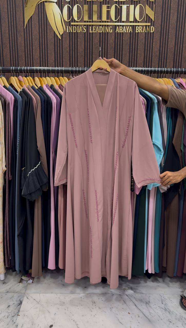 FABIHA FRONT OPEN ABAYA | PEACH