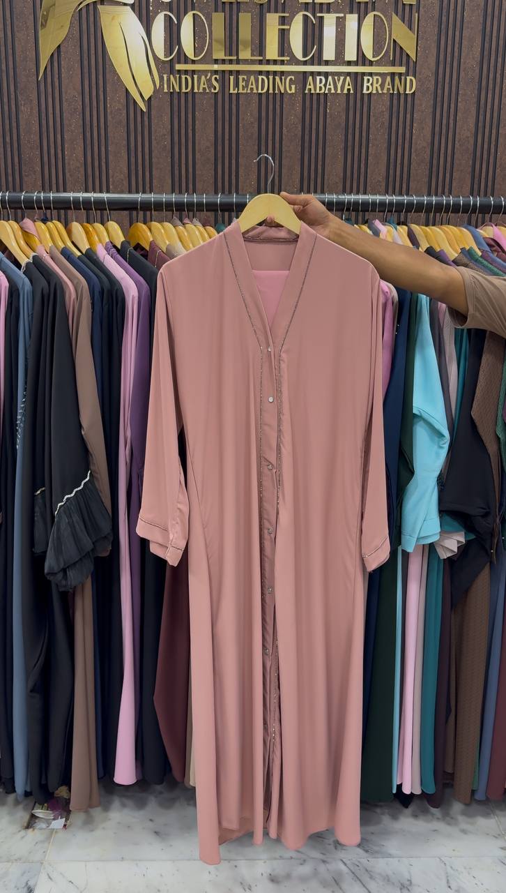HIBAYAH FRONT OPEN ABAYA | PEACH