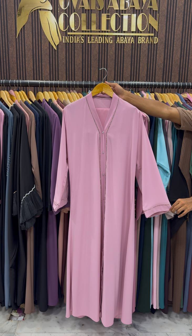 HIBAYAH FRONT OPEN ABAYA | LITE PINK