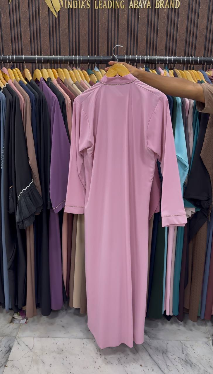 HIBAYAH FRONT OPEN ABAYA | LITE PINK