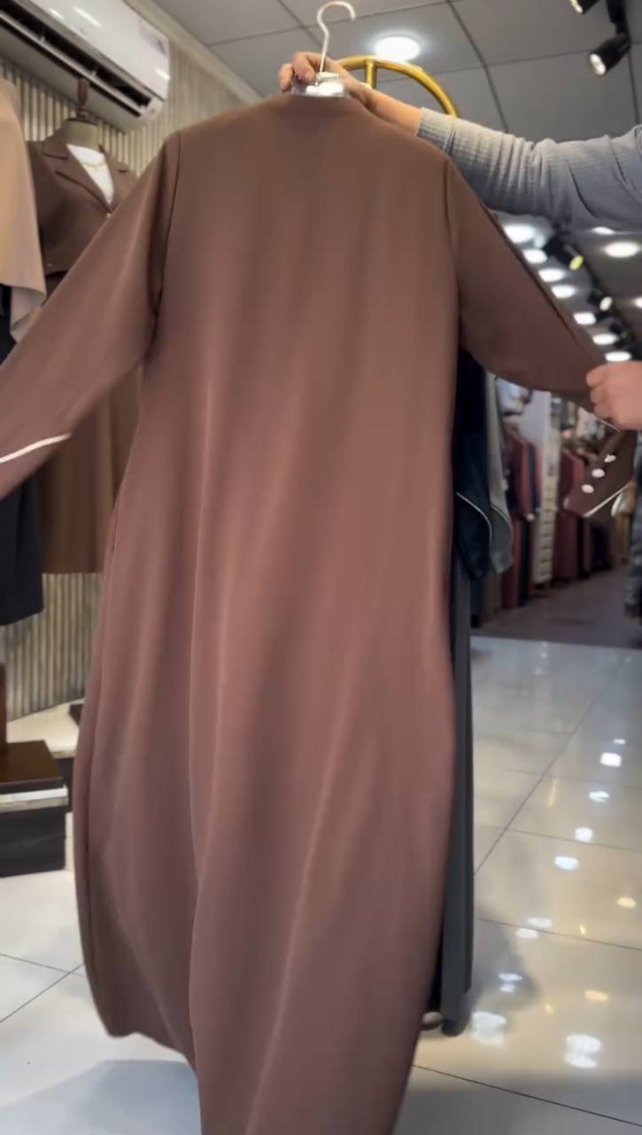 MUNAZZAH FRONT OPEN ABAYA | COFFEE