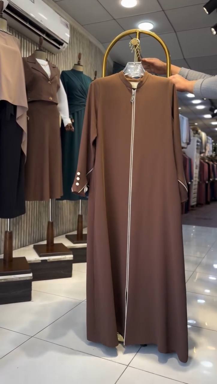 MUNAZZAH FRONT OPEN ABAYA | COFFEE