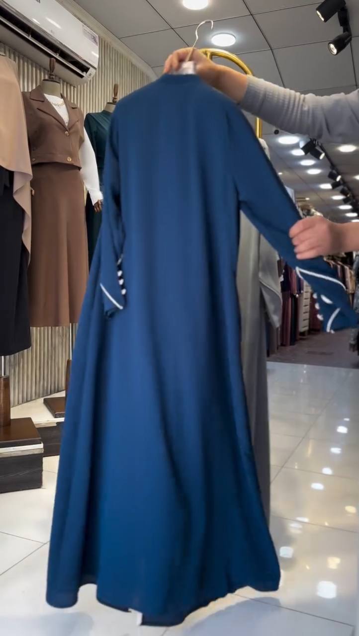 MUNAZZAH FRONT OPEN ABAYA | TEAL