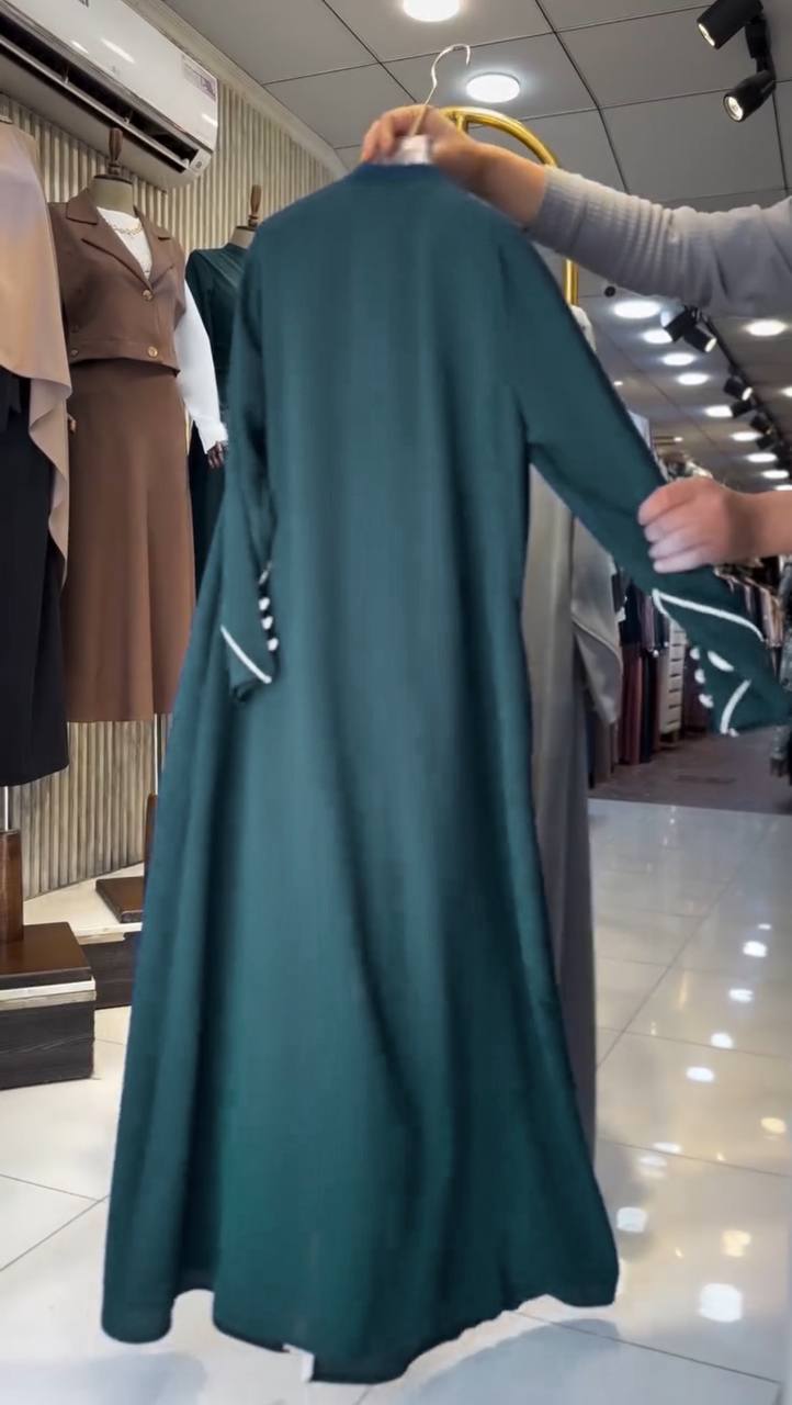MUNAZZAH FRONT OPEN ABAYA | RAMA GREEN