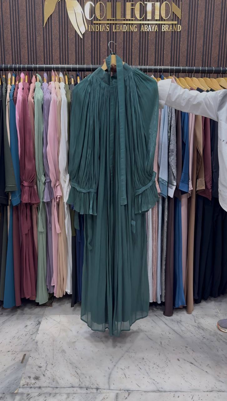 NAGMA ORGANZA CAP ABAYA | RAMA GREEN