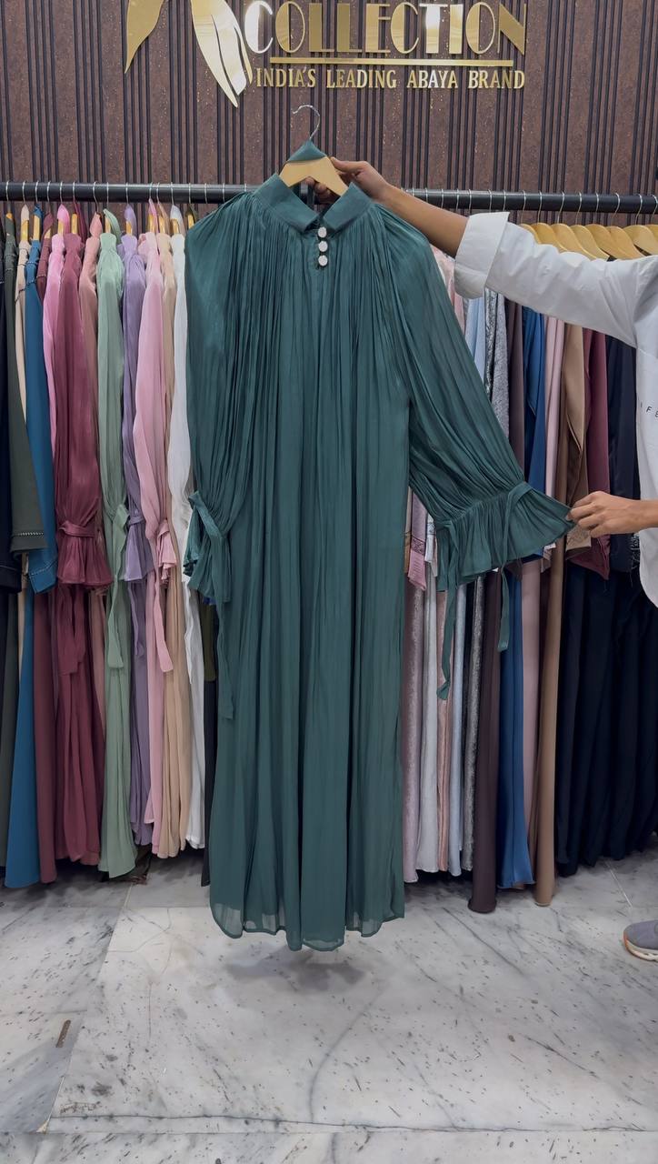 NAGMA ORGANZA CAP ABAYA | RAMA GREEN