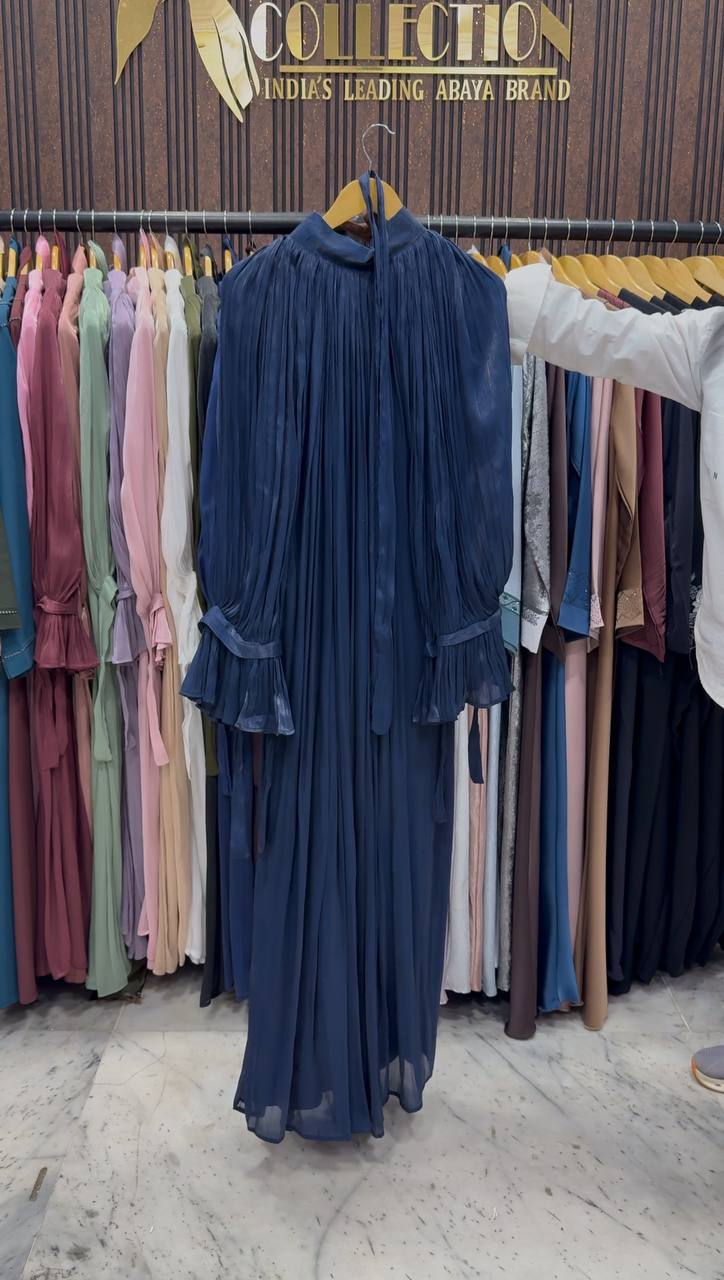 NAGMA ORGANZA CAP ABAYA | NAVY BLUE