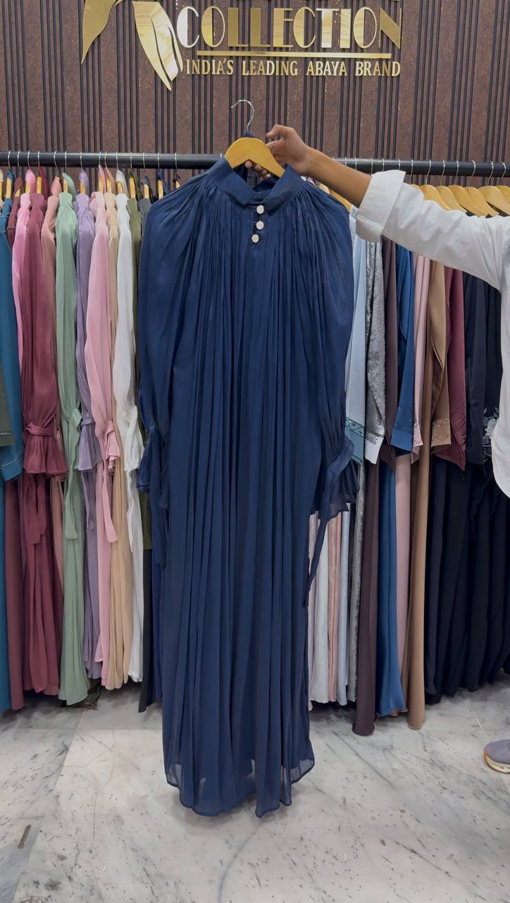 NAGMA ORGANZA CAP ABAYA | NAVY BLUE