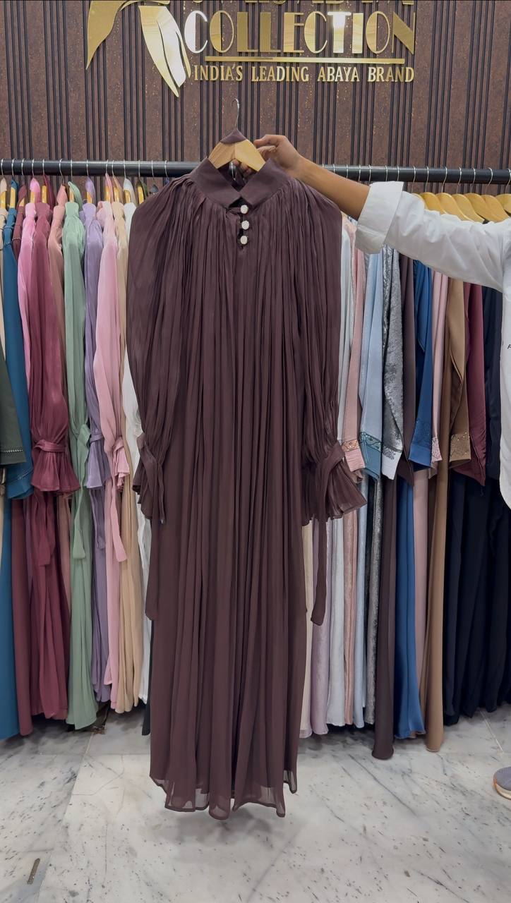 NAGMA ORGANZA CAP ABAYA | BROWN