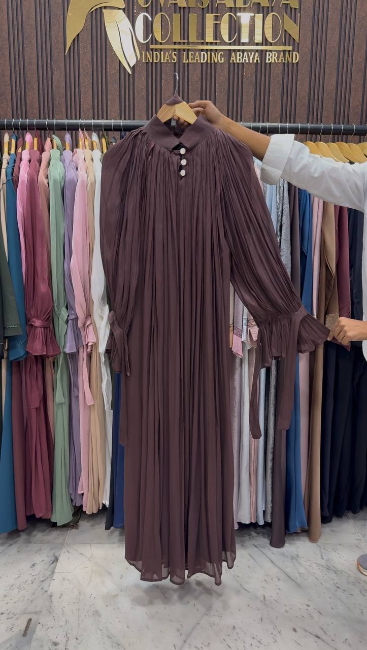 NAGMA ORGANZA CAP ABAYA | BROWN