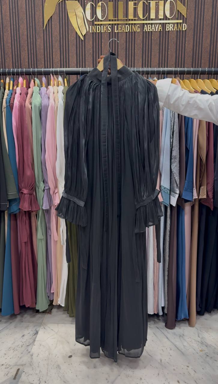 NAGMA ORGANZA CAP ABAYA | BLACK