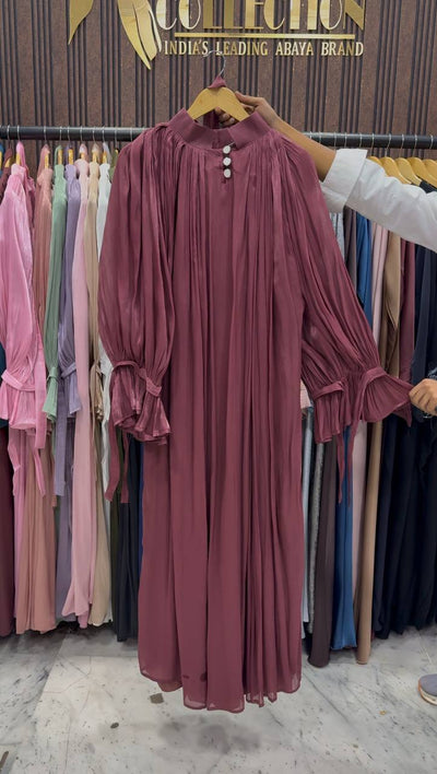 NAGMA ORGANZA CAP ABAYA | DUSTY PINK