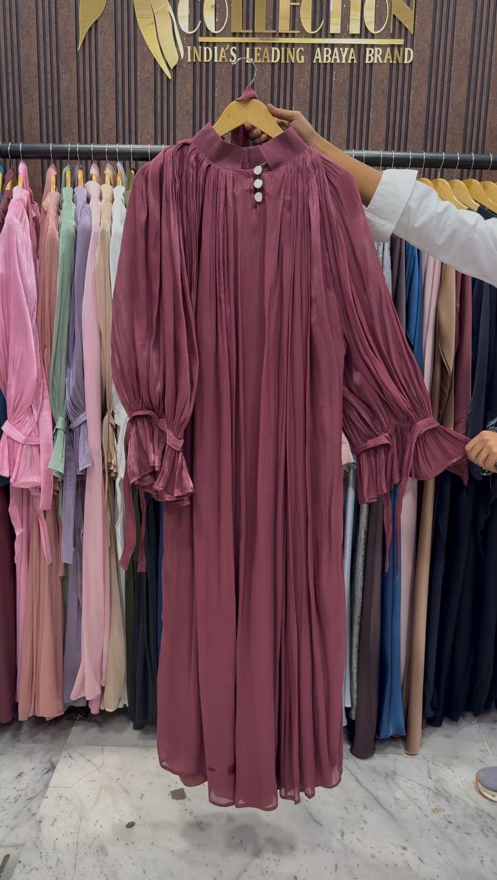 NAGMA ORGANZA CAP ABAYA | DUSTY PINK