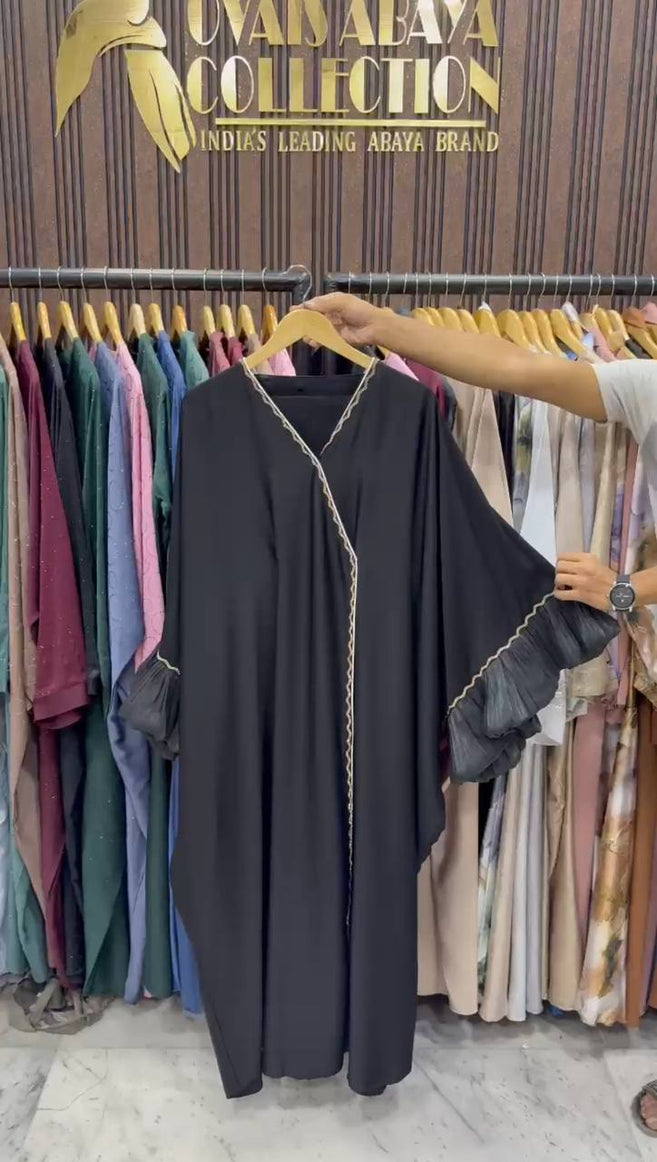 DUA ORGANZA SLEEVE ABAYA | BLACK