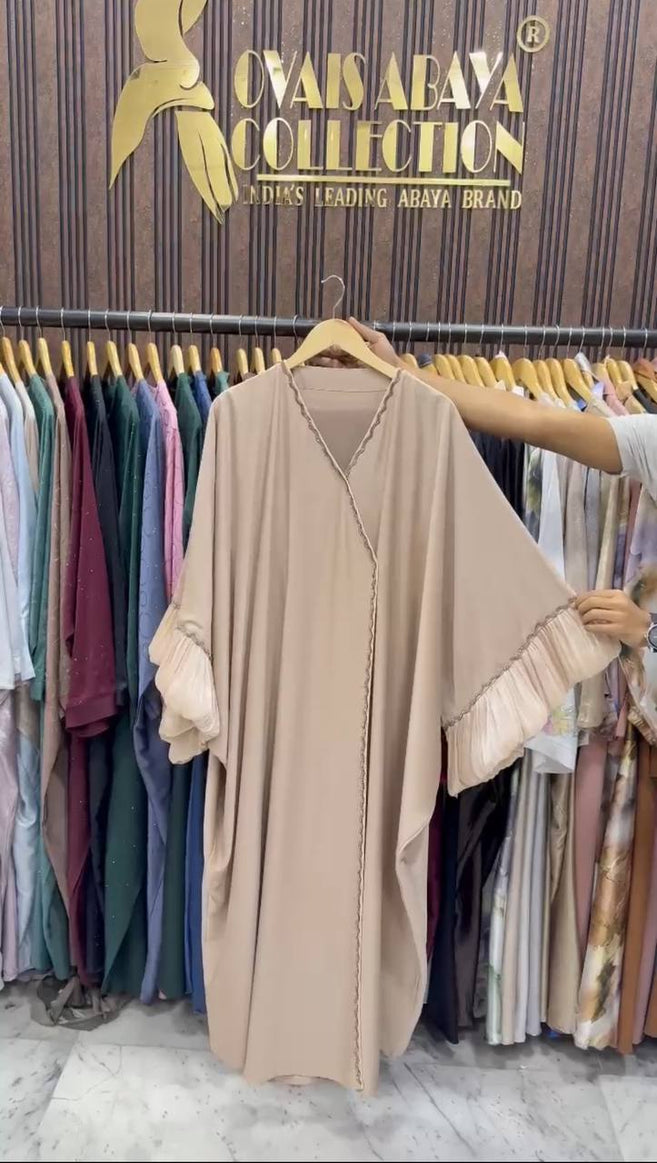 DUA ORGANZA SLEEVE ABAYA | NUDE