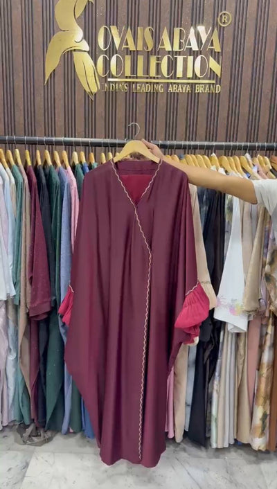 DUA ORGANZA SLEEVE ABAYA | MAROON