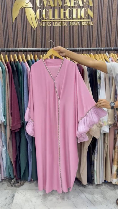 DUA ORGANZA SLEEVE ABAYA | BABY PINK