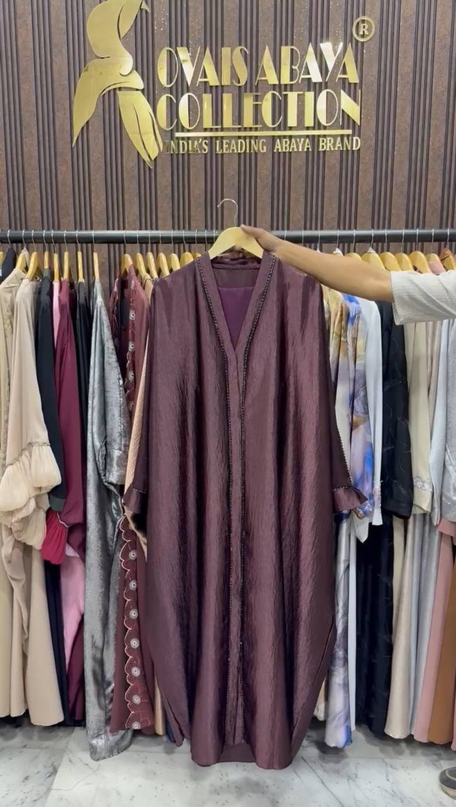 NADIYA HANDWORK KAFTA ABAYA | WINE